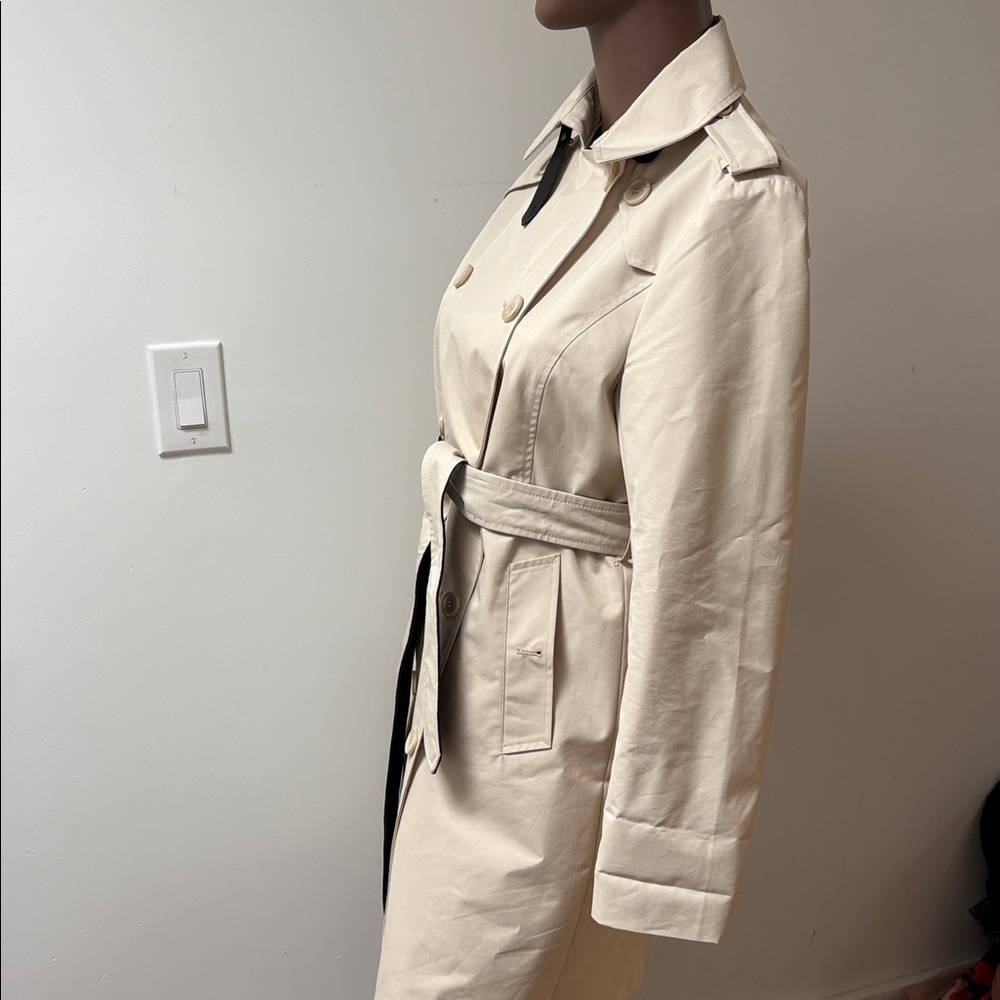 Danier Bretta trench coat long beige cream leather belt double breasted XXS - Picture 11 of 16
